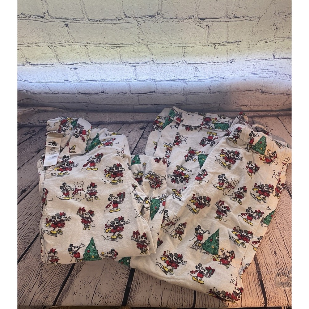 Pottery Barn Teen Disney‎ Mickey Mouse  Minnie Pajama Set Medium EUC
